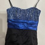 Speechless  Glitter Bodice Layered Ruffle Mini Dress Y2K Blue & Black Size Small Photo 2