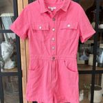 VICI Wester fringe Romper NWT denim barbie pink rhinestones buttons playsuit utility Photo 1