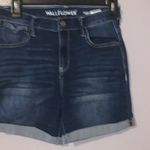 Wall Flower  The Irresistible Fit Stretchy Folded Hem Jean Shorts Blue Denim Photo 2