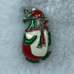Christmas Holiday Penguin Jewelry Pin Brooch Silver Green Red White Colorful Photo 13