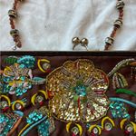 Chateau Vintage beaded sequined embellished Embroidered Floral Brown shoulder bag Clutch Photo 1
