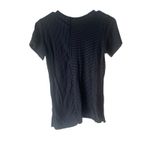 Ojai Women's Small Blue Striped Laggen Art Minimalist‎ Cotton Short Sleeve Top Photo 4