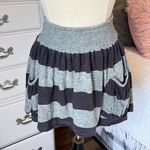 Miley Cyrus Circle Skirt Gray Stripe Smock Waist  XS Womens Mini Knit Flirty Photo 0