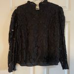 Ultra Pink black long sleeve mock neck lace blouse size L Photo 0