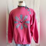 Vintage Floral Appliqué Cottagecore DIY Grunge Sweatshirt XL Hanes Her Way Pink Photo 6