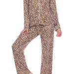 White Mark Sleepwear Soft Cheetah Print Pajamas New NWT Size 2X (14/16) Brown Photo 0