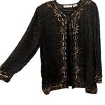 Night Vogue Vintage 80s Silk Black Gold Beaded Sequin Swirly Glam Party Jacket Size 1X Photo 0