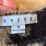 HYFVE  Tan and Black Fuzzy Off Shoulder Cropped Open Back Leopard Sweater SzSmall Photo 10