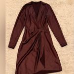 Rag and Bone NEW  Mckenzie Midi Dress Foil Coated Faux Leather burgundy red Sz 4 Photo 5