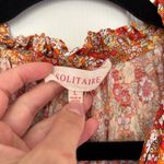 Solitaire  Orange Tangerine Floral Eyelet Blouse Size Large Photo 2