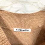 Reformation  Large Sweater Yak Linen Blend Pullover Mock Neck Soft Knit Tan 1131 Photo 2