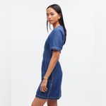 Madewell  Dress Denim Darted Mini Zip-Front Short Sleeve Size 0 Puff Sleeve Women Photo 2