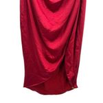 Elliatt Cassini Dress One Shoulder Midi Satin Burgundy Medium New Photo 2