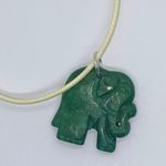 Handmade Cream Wax Green Elephant Necklace Photo 2