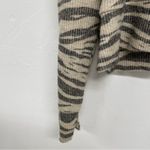 LNA  Aritzia Tan & Black Animal Print Hoodie Sweatshirt Womens S Striped Cropped Photo 5