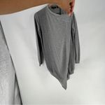 Theory  Merino Wool Winxie Gray Ribbed Knit Draped Open Front Cardigan Size M Photo 4