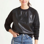 Evereve Kat Faux Leather Crewneck Sweatshirt Photo 0
