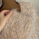 She & Sky copper shimmer white fuzzy chunky knit v-neck boxy sweater size M Photo 8