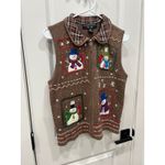 Hampshire Studio SNOW Women's Brown Snowman Ugly Christmas Sweater Vest Size M Size M Photo 4