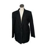Madewell NWT $188 Oversized Blazer in Pinstripe Black Size 10 NN825 WOOL Blend Photo 5