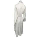 NEW Argent White Collared Wool Crepe Long Sleeve Wrap Shirt Maxi Dress Sz S Photo 2