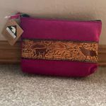 American Leather Works Idaho Deer Leather Zipper Wallet Magenta NWT Pink Photo 3