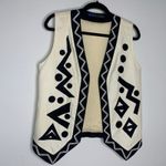 Vintage Geometric Vest Cream Black Sz 10 Lined ? Linen Photo 4
