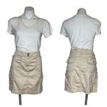 White House | Black Market WHBM Beige Cargo Skirt Embroidered Flap Pocket Above Knee Stretch Size 12 Photo 8
