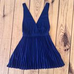 superdown  Royal Blue Pleated Deep V Neck Backless Mini Dress Photo 3