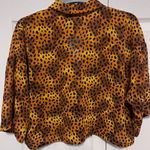Leslie Fay  vintage leopard button down cropped blouse size 16 Photo 3