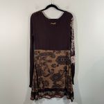 Desigual  Women Brown Mixed Prints Long Sleeve T-shirt Dress Photo 8
