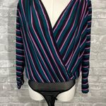ASTR  The Label Striped Faux Wrap Bodysuit Photo 0