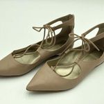 Saks 5th Avenue Saks Fifth Avenue Estyn2 Nude Pointed Toe Lace Up Ballet Flats Size 10 Photo 0