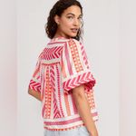 Old Navy NEW! Short Sleeve Jacquard Geometric Print Blouse S Pink Orange Ivory Photo 7