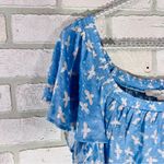 Loft NWT Bee Linen Smocked Square Neck Top in Mellow Blue Size XL Photo 5