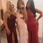 Maroon Red Maxi Dress with Two Slits Size L Photo 4