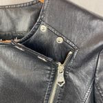 Nanette Lepore  Black Faux Leather Zip Up Cropped Moto Motorcycle Jacket S Photo 3