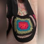 The Sak  Black Crochet Granny Square Toe Loafers Shoes 8 Boho Casual Flats Photo 2