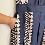 Tory Burch  Silk Navy and Cream Geometric Print Sleeveless Midi Dress Size 6 Photo 6