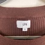 LPA Clementine Cutout Midi Dress Chocolate Brown Ribbed Knit Puff Sleeve Small Photo 5