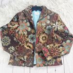 3 Sisters Womens Open Front Floral Abstract Dressy 3/4 Sleeve Jacket Size Medium Tan Photo 0