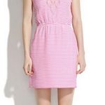 Madewell  Fit & Flare Dress Pink Cream Stripes Silk Photo 0