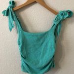 Free People  Boulevard Bow Tie Ruched Cotton Tank in Blue - Size Medium Photo 1