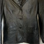 Vintage black leather blazer jacket 90s y2k biker 2000s Photo 3