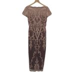 JS Collections JS Collection Embroidered Lace Overlay Gown Scalloped Cap Sleeve Blush Tan 4 Photo 3
