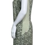 Lina Tomei Dress Women Medium Green Cream Geometric 100% Linen Shift Casual Work Photo 2