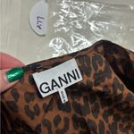 Ganni  Leopard Print Puff Sleeve V-neck Crossover Wrap Top Size 36 US 4 Small Photo 9