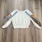 Free People White and Blue Sweater Photo 1
