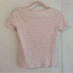 Talbots Talbot’s Seashell Stripe Pink & White Cotton Square Neck Top Sz Petite in EUC Photo 3