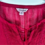 Lucky Brand Boho Ren Faire Cotton Top With Embroidery and Tasseled Drawstrings Photo 2